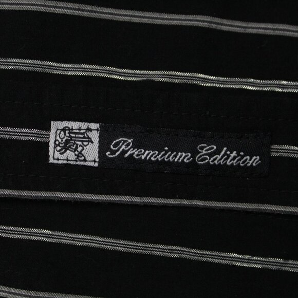Southpole Premium Shirt Men XL Black/Silver Stripe Pearl Snap Long Sleeve Button - Picture 5 of 13